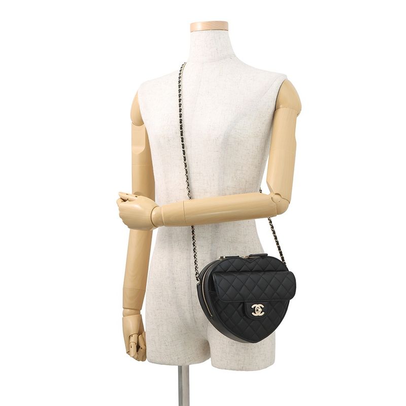 Chanel Chain Shoulder Bag Quilted Heart
