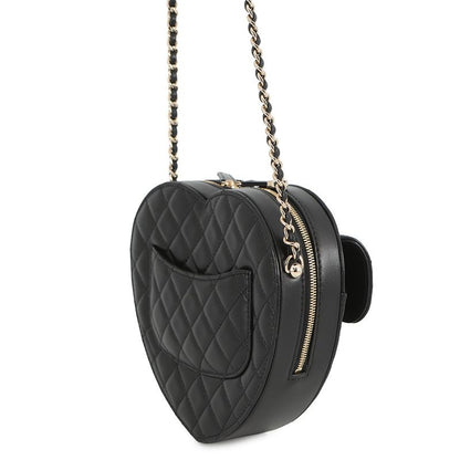 Chanel Chain Shoulder Bag Quilted Heart