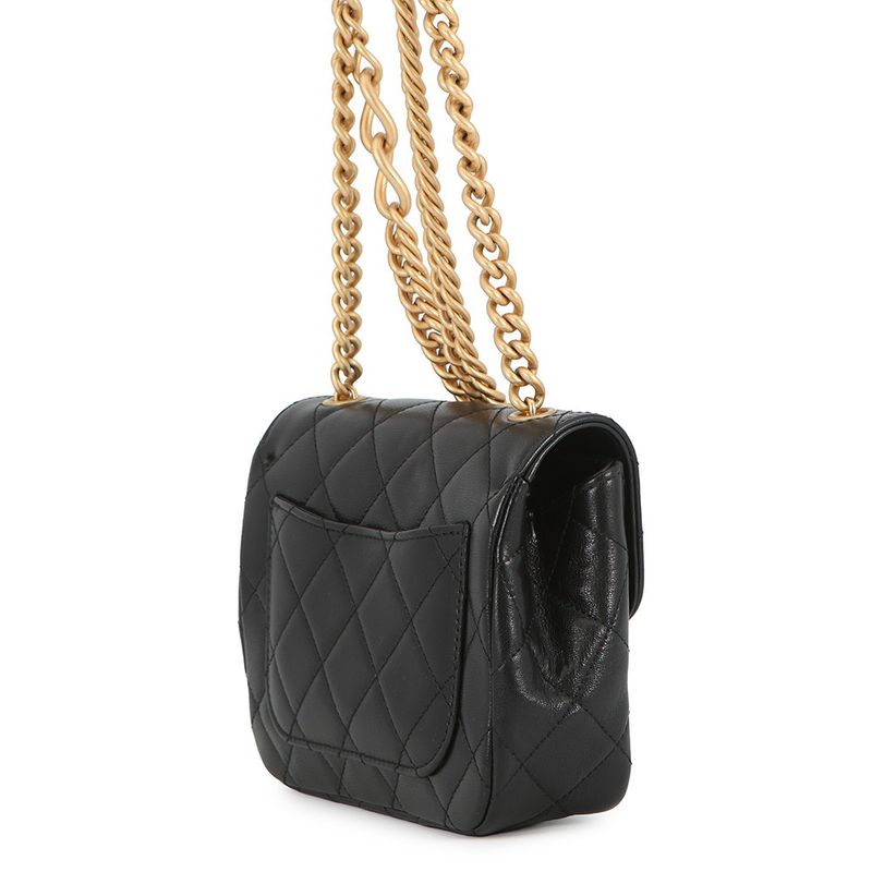 Chanel Chain Shoulder Bag CC Logo Quilted Lambskin Black