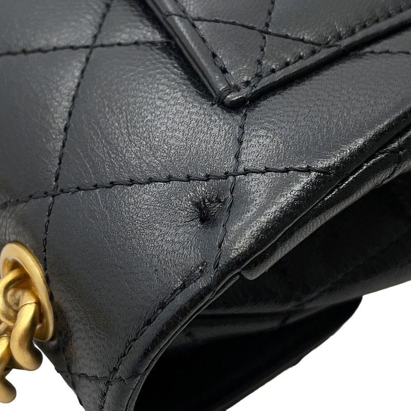 Chanel Chain Shoulder Bag CC Logo Quilted Lambskin Black