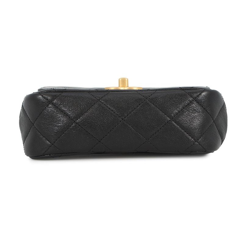Chanel Chain Shoulder Bag CC Logo Quilted Lambskin Black