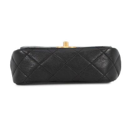 Chanel Chain Shoulder Bag CC Logo Quilted Lambskin Black