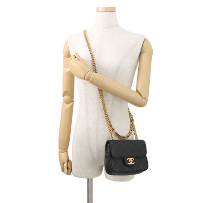 Chanel Chain Shoulder Bag CC Logo Quilted Lambskin Black