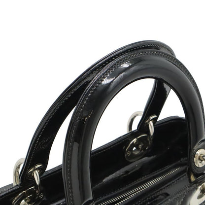 Dior Christian Cannage 2-Way Shoulder Bag Enamel Black