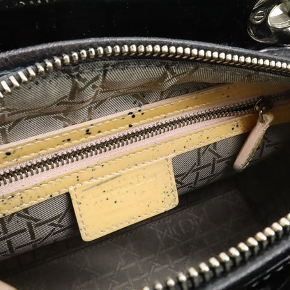 Dior Christian Cannage 2-Way Shoulder Bag Enamel Black
