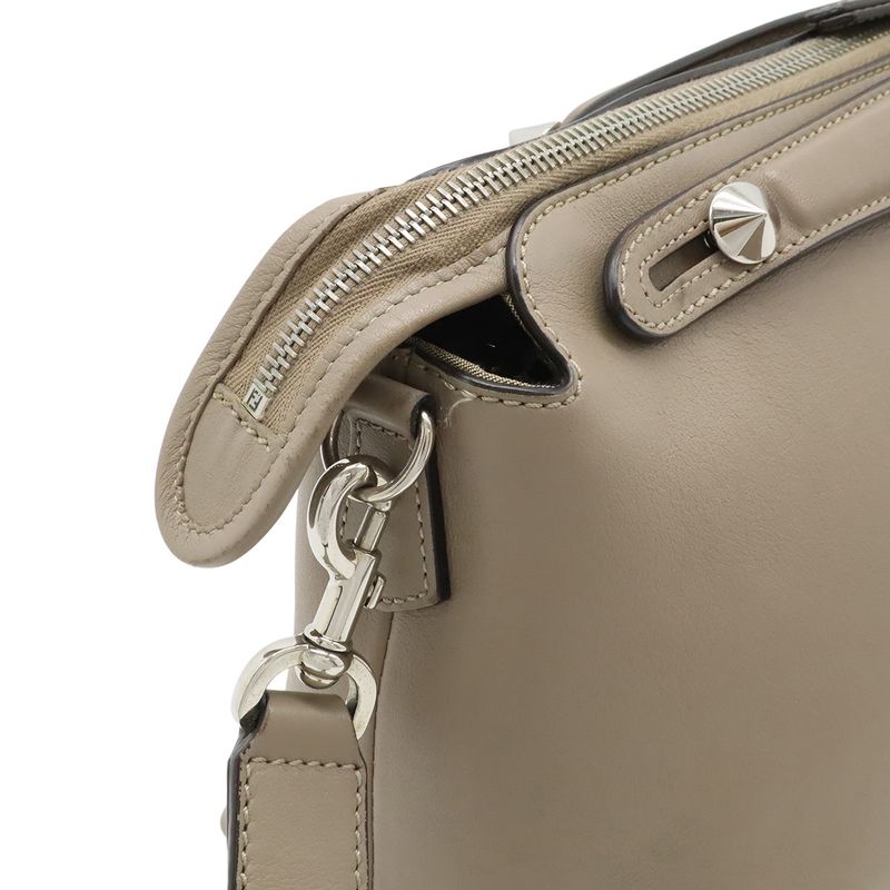 Fendi by the Way 2-Way Shoulder Bag Leather Grey Silver