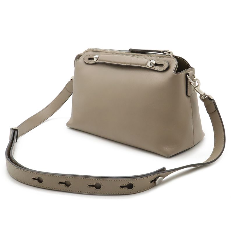 Fendi by the Way 2-Way Shoulder Bag Leather Grey Silver