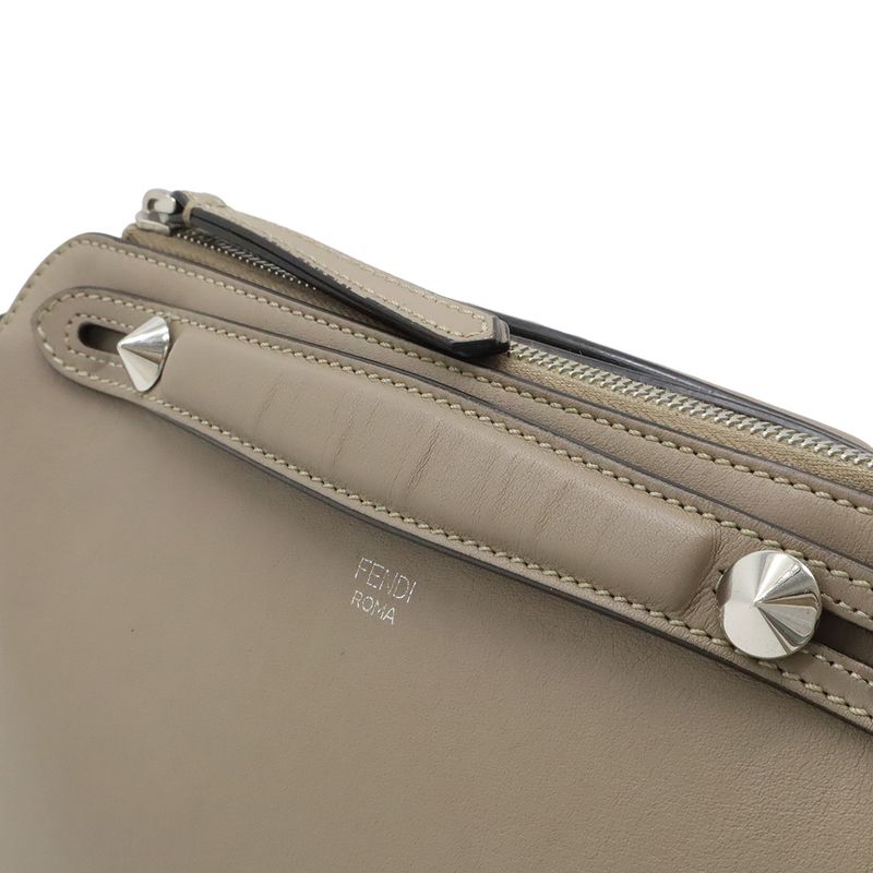 Fendi by the Way 2-Way Shoulder Bag Leather Grey Silver