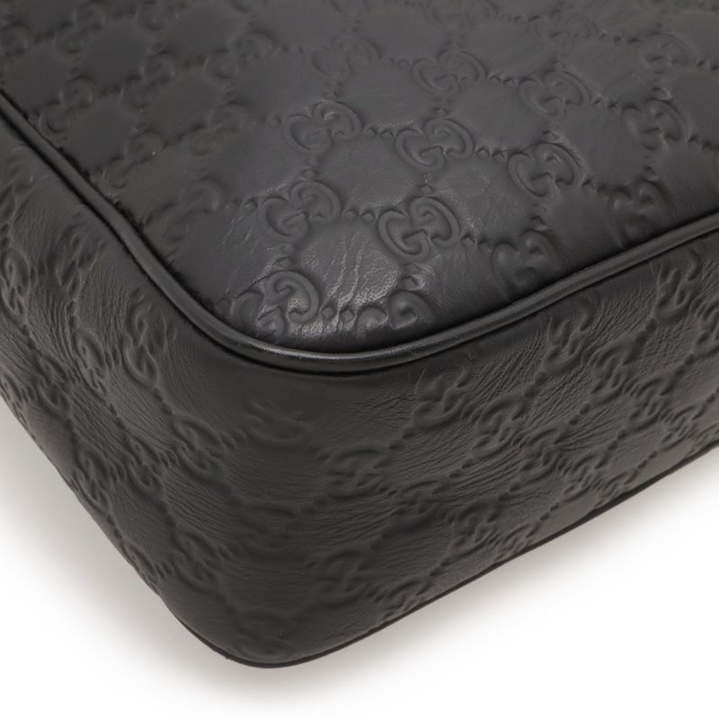 Guccissima Sherry Line Shoulder Bag Rubber Coating Leather Black