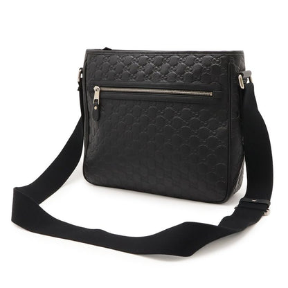 Guccissima Sherry Line Shoulder Bag Rubber Coating Leather Black