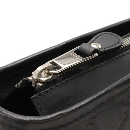 Guccissima Sherry Line Shoulder Bag Rubber Coating Leather Black