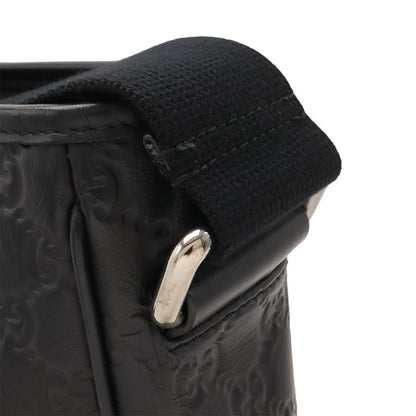 Guccissima Sherry Line Shoulder Bag Rubber Coating Leather Black