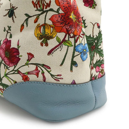 Gucci Flora Tote Shoulder Bag Semi Shoulder Floral Pattern Canvas Leather