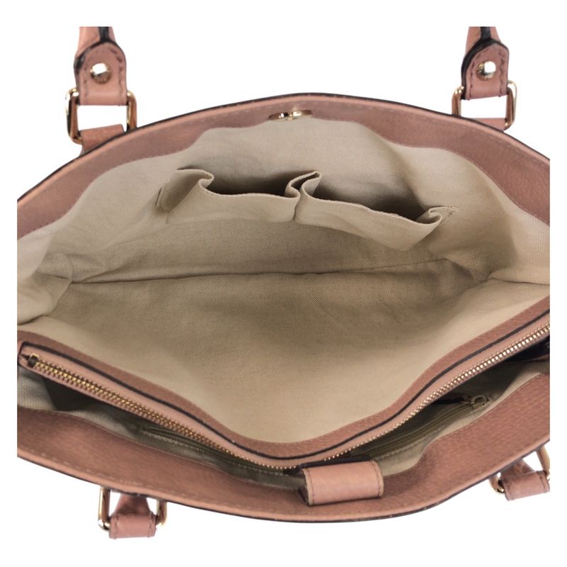 Guccissima Ski Pink Beige Gold Leather Tote Shoulder Bag