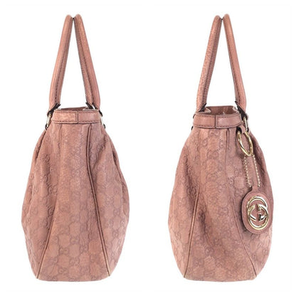 Guccissima Ski Pink Beige Gold Leather Tote Shoulder Bag