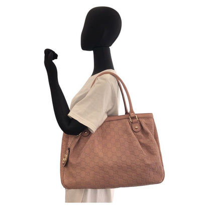Guccissima Ski Pink Beige Gold Leather Tote Shoulder Bag