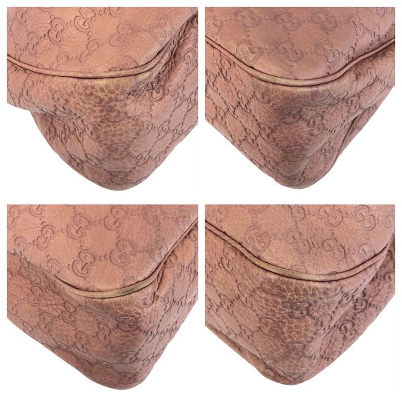 Guccissima Ski Pink Beige Gold Leather Tote Shoulder Bag