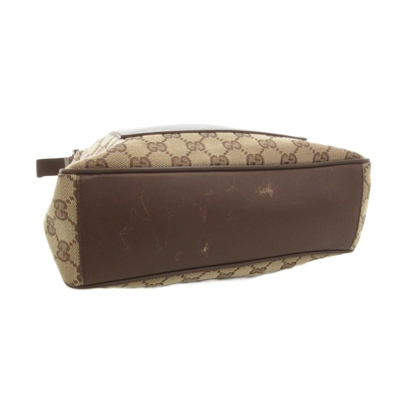 Gucci Shoulder Bag GG Canvas Leather Brown 019 FF