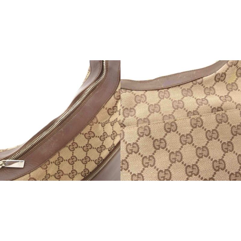 Gucci Shoulder Bag GG Canvas Leather Brown 019 FF