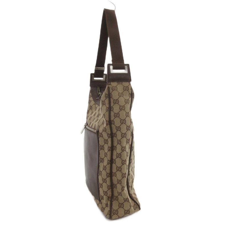 Gucci Shoulder Bag GG Canvas Leather Brown 019 FF