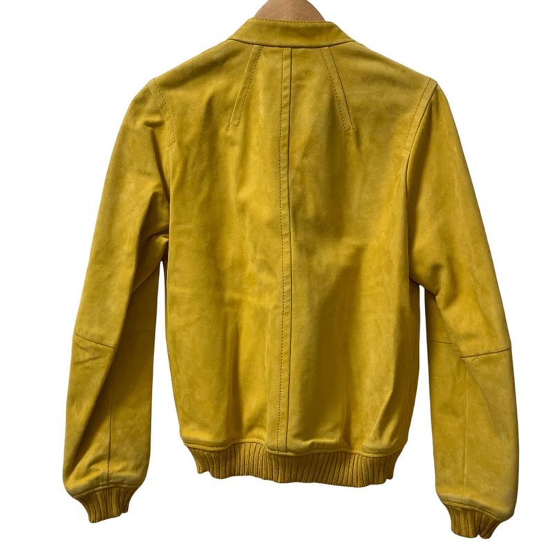 Gucci Rain Deer Leather Single Rider Jacket 46 Yellow