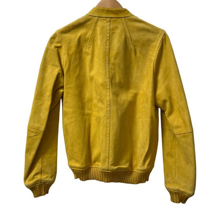 Gucci Rain Deer Leather Single Rider Jacket 46 Yellow
