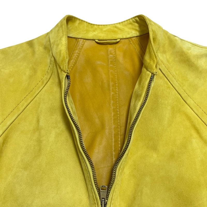 Gucci Rain Deer Leather Single Rider Jacket 46 Yellow