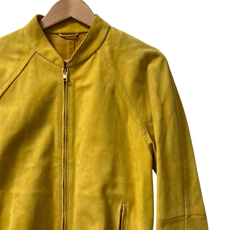 Gucci Rain Deer Leather Single Rider Jacket 46 Yellow