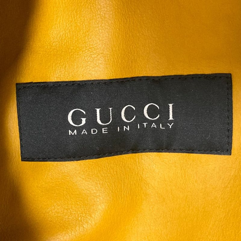 Gucci Rain Deer Leather Single Rider Jacket 46 Yellow