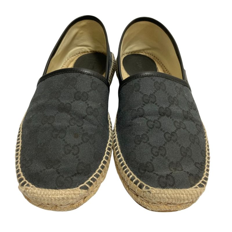 Gucci GG Canvas Espadrie Ushu Zu Slip Ons 8 Black X