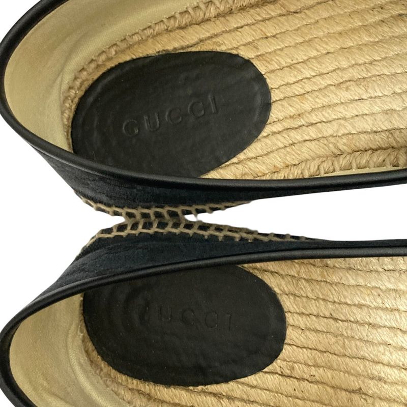 Gucci GG Canvas Espadrie Ushu Zu Slip Ons 8 Black X