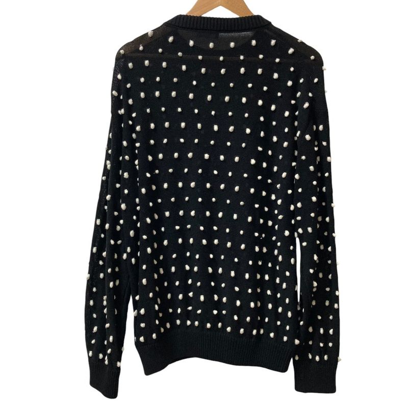 Dior Homme Hem Logo Embroidery Dot Pattern Knit Sweater