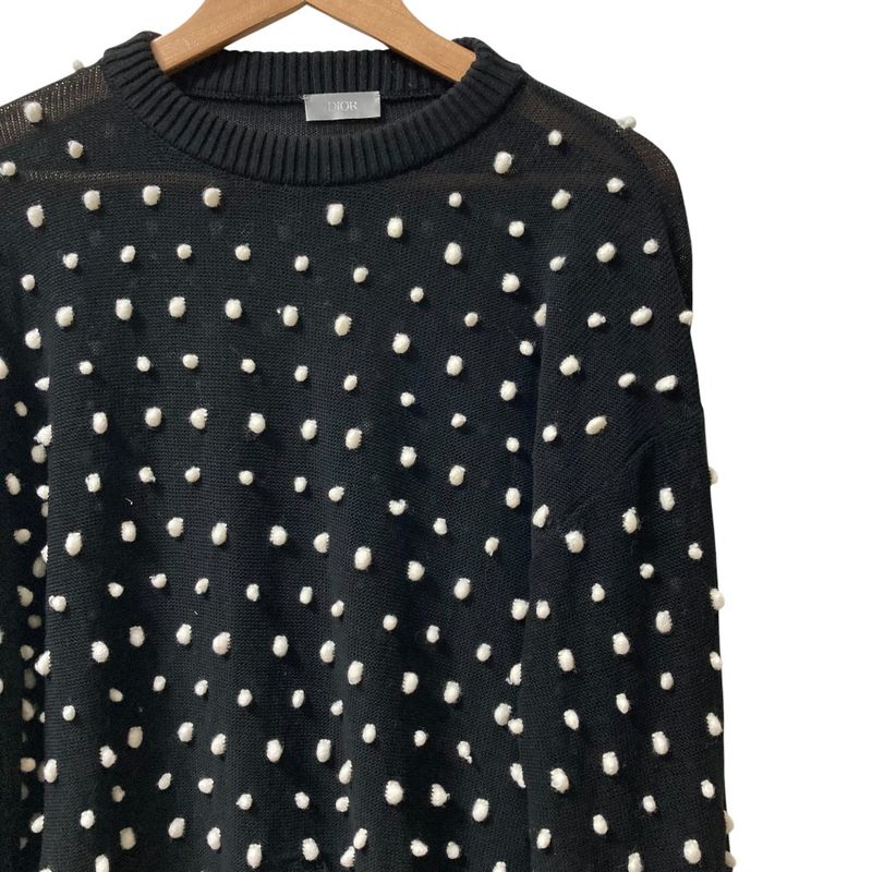 Dior Homme Hem Logo Embroidery Dot Pattern Knit Sweater