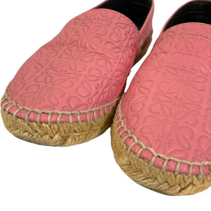 Loewe Anagram Leather Espadrille Slip Ons 35 Pink