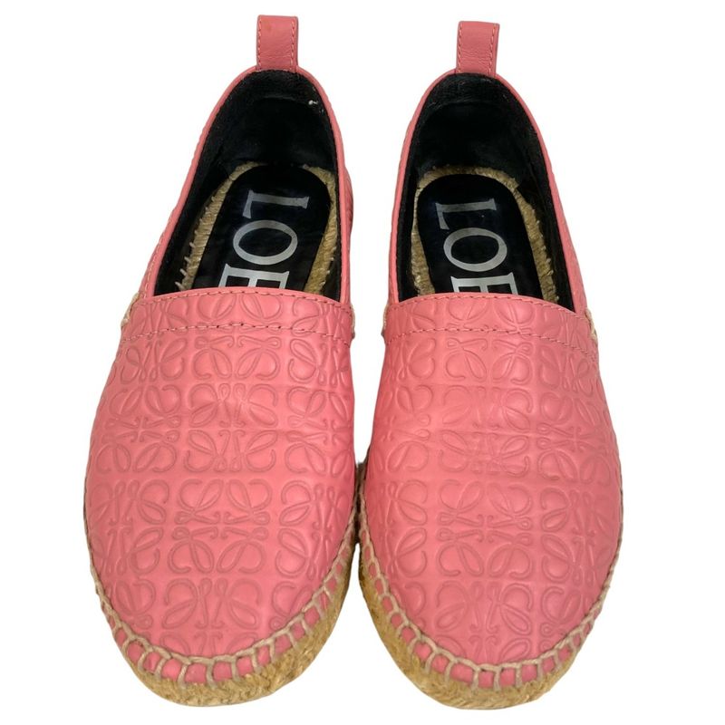 Loewe Anagram Leather Espadrille Slip Ons 35 Pink