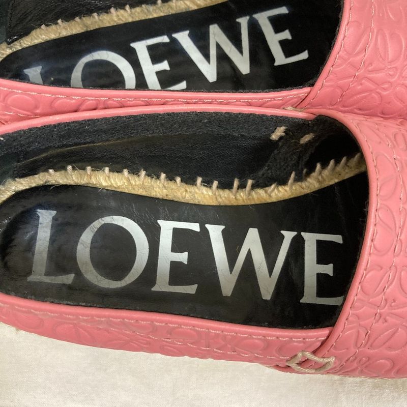 Loewe Anagram Leather Espadrille Slip Ons 35 Pink