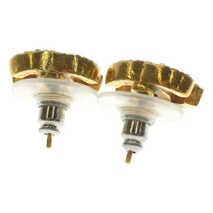 Chanel CC Logo Earrings Rhinestone Gold