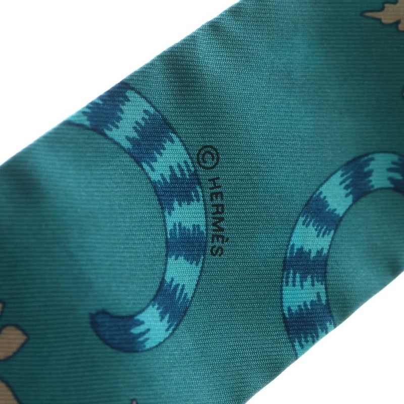 Hermes Twill Leopard Silk Scarf Turquoise Blue Emerald Green