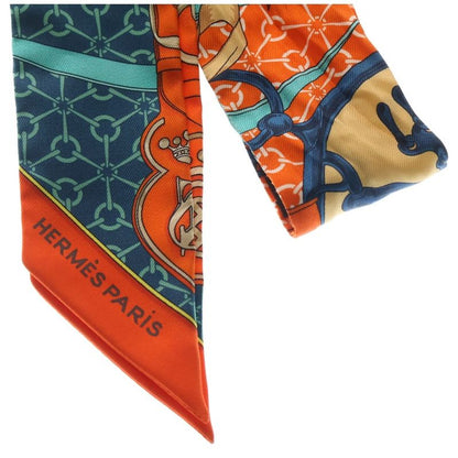 Hermes Twilly Morning Walk Silk Scarf Orange