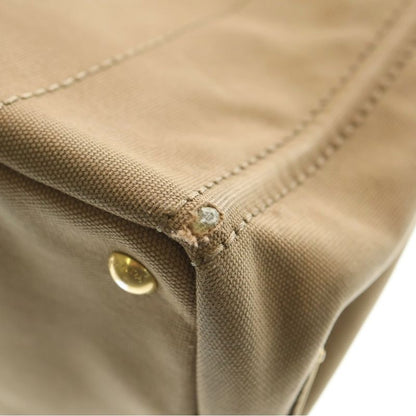 Prada Canapa Tote Brown Beige Canvas Gold