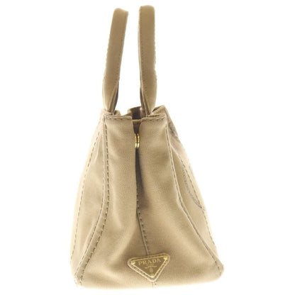Prada Canapa Tote Brown Beige Canvas Gold