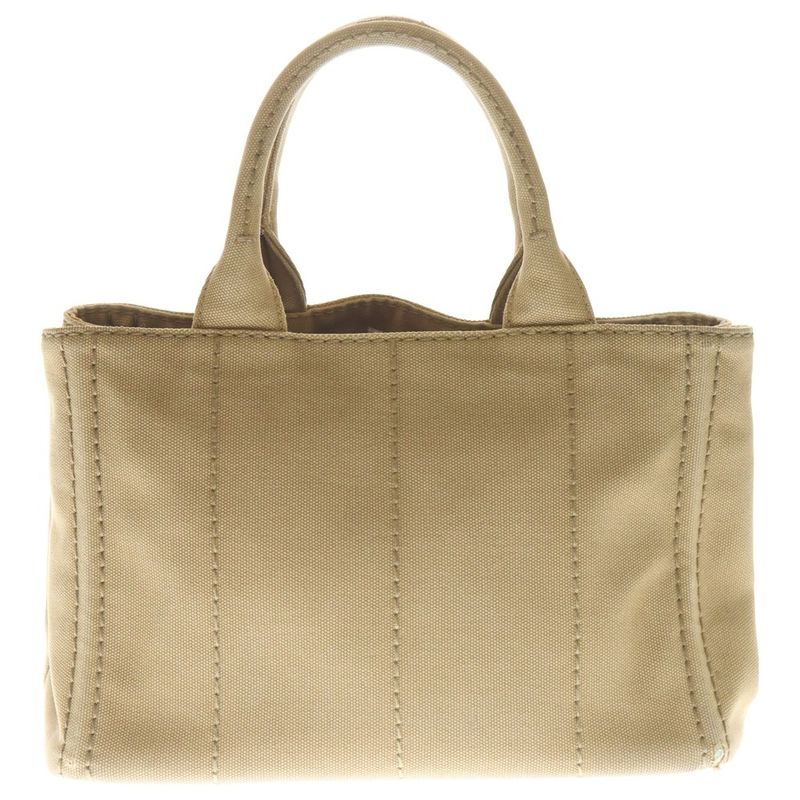 Prada Canapa Tote Brown Beige Canvas Gold