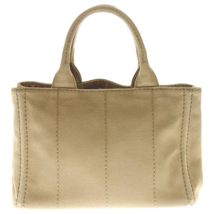 Prada Canapa Tote Brown Beige Canvas Gold