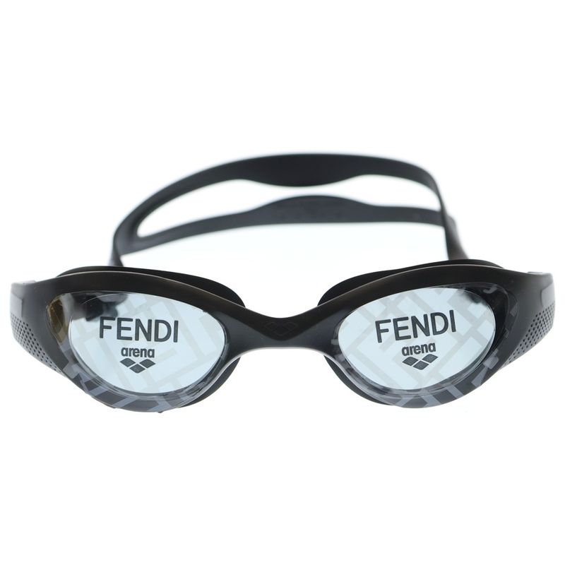 Fendi Arena Zucca Pattern Swim Cap Swimming Goggles Black Brown