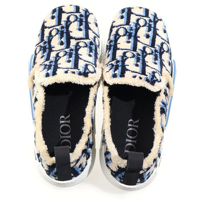 Dior Slip on Tapestry Black All Over Pattern Lo Cut Sneakers Beige Navy