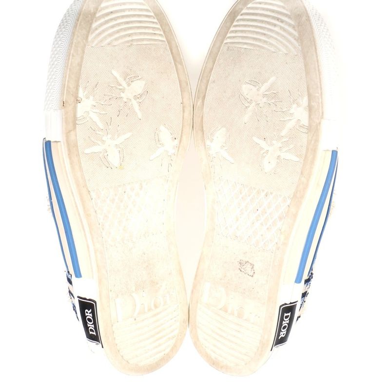 Dior Slip on Tapestry Black All Over Pattern Lo Cut Sneakers Beige Navy