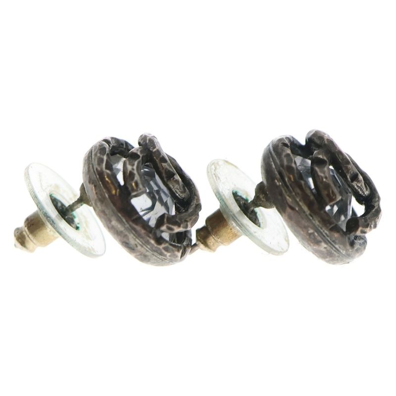 Chanel Coco Round Metal Stud Earrings Silver