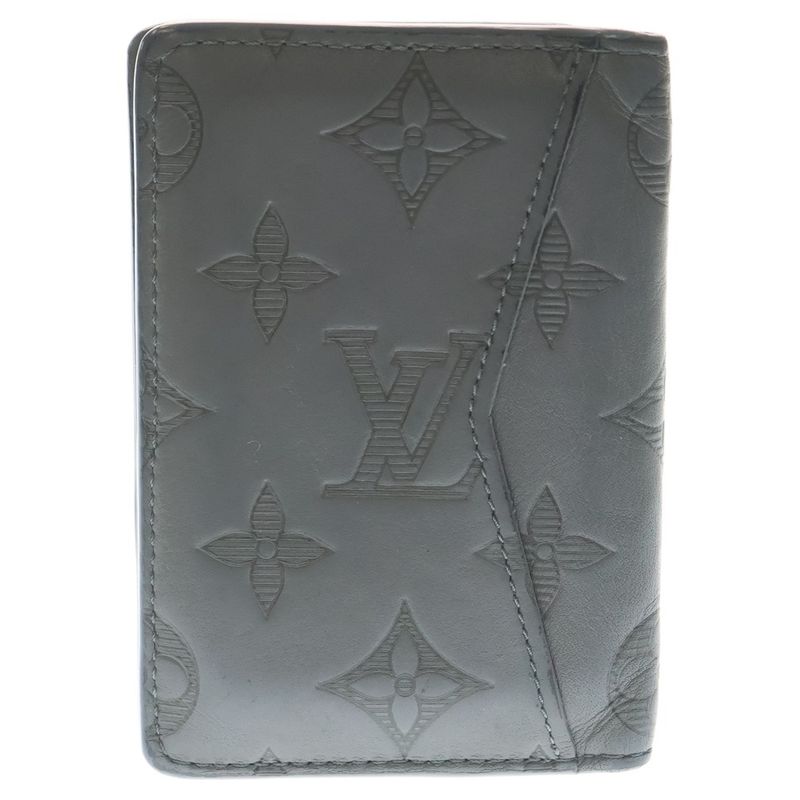 Louis Vuitton Monogram Shadow Leather Card Case Wallet Gray