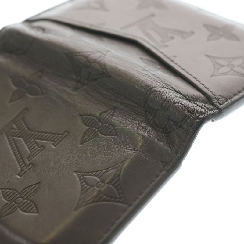 Louis Vuitton Monogram Shadow Leather Card Case Wallet Gray