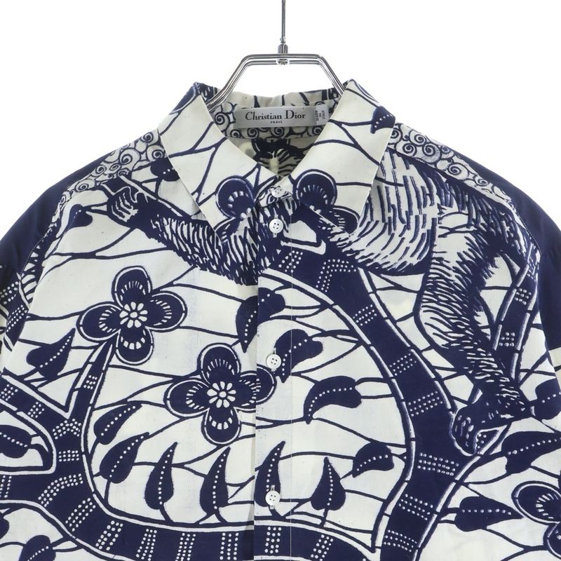 Dior Christian Resort Tarot Toile de Jouy Long Sleeve Shirt Blouse White